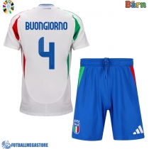 Fotballdrakt Barn Italia Alessandro Buongiorno #4 Bortedraktsett EM 2024 Kortermet (+ Korte bukser)
